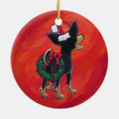 Décoration En Céramique Noël Chihuahua en rouge (Dos)