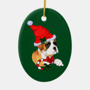 Décoration En Céramique Noël chiot boxer