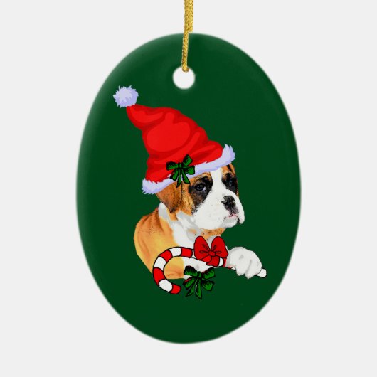 Décoration En Céramique Noël chiot boxer (Devant)