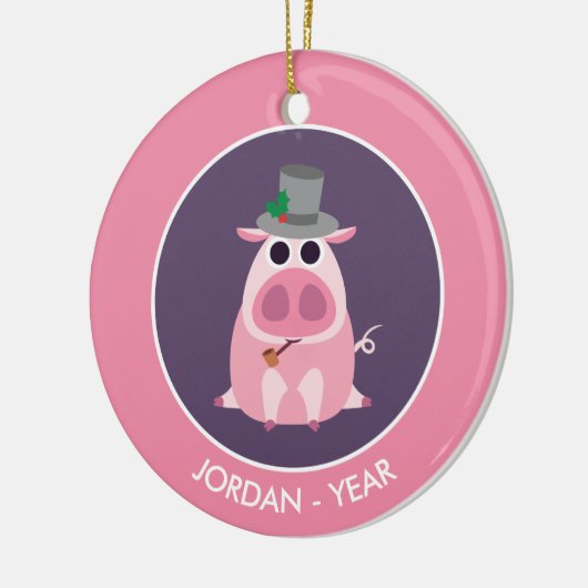 Décoration En Céramique Noël circonspect le porc (Gauche)