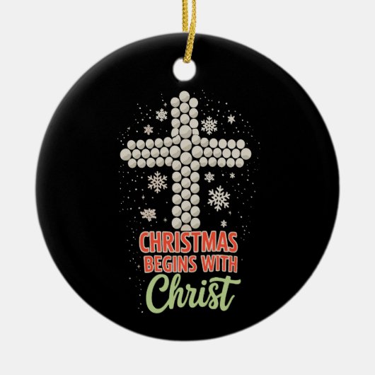 Décoration En Céramique Noël Commence Avec Christ Christian Snow Noël (Devant)