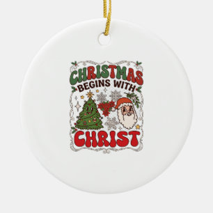 Décoration En Céramique Noël Commence Christ Père Noël Arbre Flocon de Nei