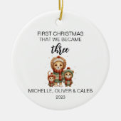 Décoration En Céramique Noël Cute Lion Famille des Trois (Devant)