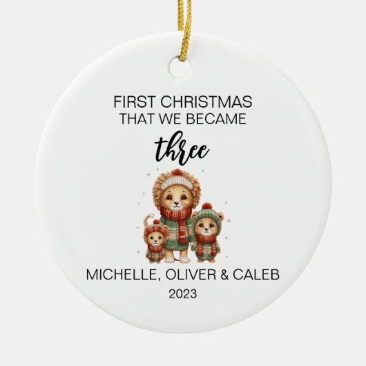 Décoration En Céramique Noël Cute Lion Famille des Trois (Devant)