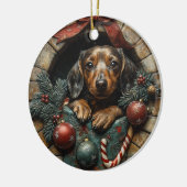 Décoration En Céramique Noël Dachshund (Gauche)