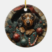 Décoration En Céramique Noël Dachshund (Dos)