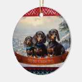 Décoration En Céramique Noël Dachshund (Gauche)