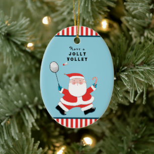Décoration En Céramique Noël de badminton personnalisé