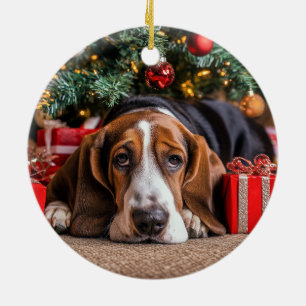 Décoration En Céramique Noël de Basset Hound