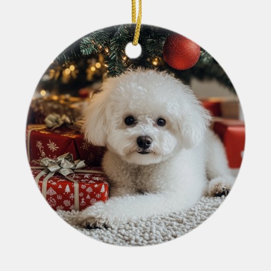 Décoration En Céramique Noël de Bichon (Devant)