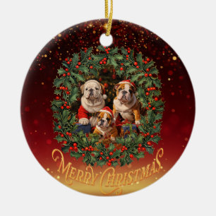Décoration En Céramique Noël de Bulldog anglais