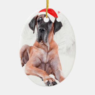 Décoration En Céramique Noël de casquette de chien de great dane Joyeux