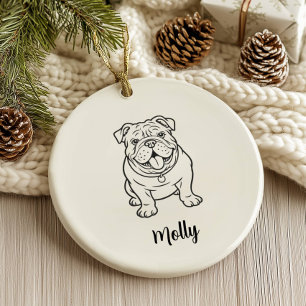 Décoration En Céramique Noël de chien bouledogue anglais personnalisé