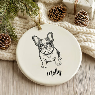 Décoration En Céramique Noël de chien bouledogue français personnalisé