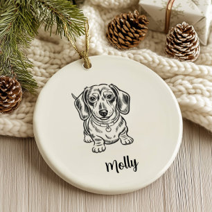 Décoration En Céramique Noël de chien Dachshund personnalisé
