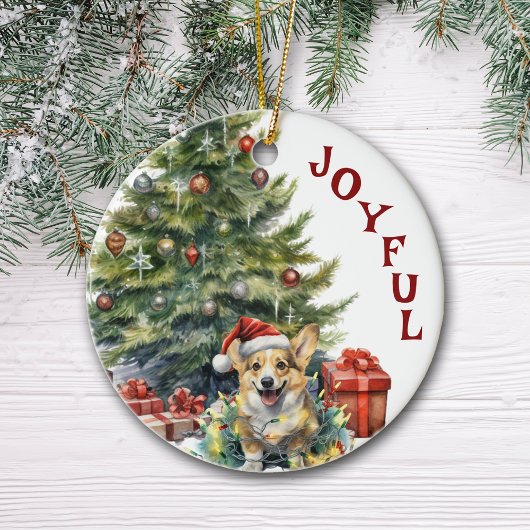 Décoration En Céramique Noël de Chien de Corgi