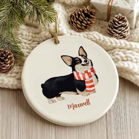 Décoration En Céramique Noël de Chien de Corgi