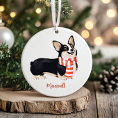 Décoration En Céramique Noël de Chien de Corgi