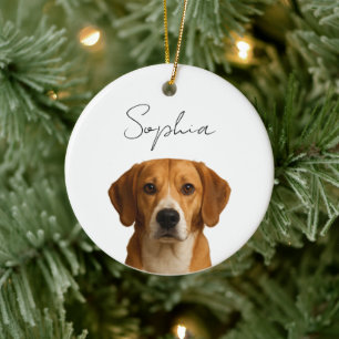 Décoration En Céramique Noël de chien personnalisé   Photo de compagnie pe