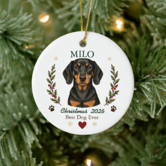 Décoration En Céramique Noël de chien teckel personnalisé