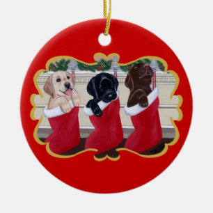 Décoration En Céramique Noël de chiots de labrador retriever