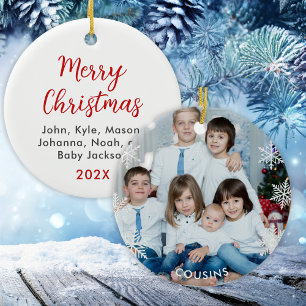 Décoration En Céramique Noël de cousins personnalisés