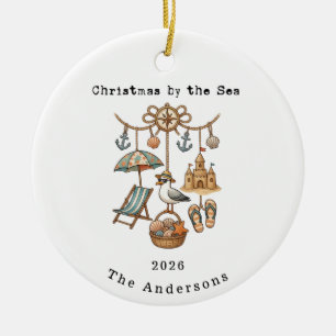 Décoration En Céramique Noël de famille personnalisé au bord de la mer