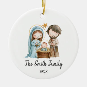 Décoration En Céramique Noël de famille personnalisé Joseph Marie Jésus