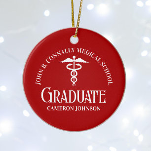 Décoration En Céramique Noël de fin d'études personnalisé en rouge à la fa