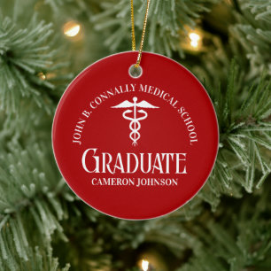 Décoration En Céramique Noël de fin d'études personnalisé en rouge à la fa