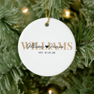 Décoration En Céramique Noël de jeunes mariés | M. et Mme Mariage personna