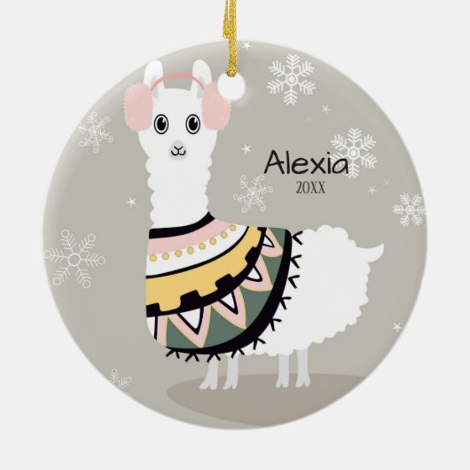 Décoration En Céramique Noël de la Cute Llama (Dos)