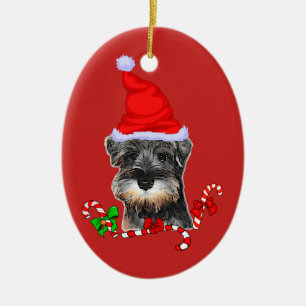 Décoration En Céramique Noël de la mignonne miniature Schnauzer