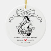 Décoration En Céramique Noël de la moto mariée et mariée (Devant)