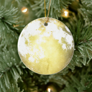 Décoration En Céramique Noël de la Pleine Lune Dorée