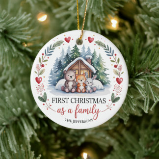 Décoration En Céramique Noël de la première famille personnalisé
