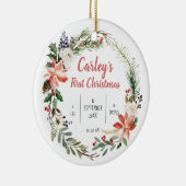 Décoration En Céramique Noël de naissance personnalisé (Droite)