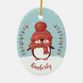 Décoration En Céramique Noël de pingouin personnalisé (Devant)