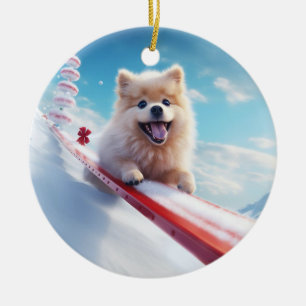 Décoration En Céramique Noël de Poméranie, cadeau de mémorial de chien, am