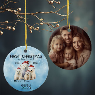 Décoration En Céramique Noël de première année en famille de 4 ours polair