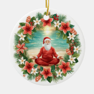 Décoration En Céramique Noël de yoga avec le Père Noël