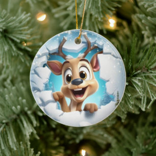 Décoration En Céramique Noël des cerfs de bébés 3D