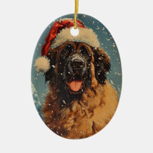 Décoration En Céramique Noël des chiens de Leonberger (Devant)
