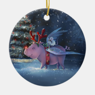 Décoration En Céramique Noël des cochons volants uniques
