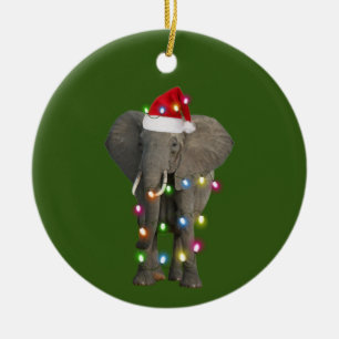 Décoration En Céramique Noël des éléphants aux lumières des Casquettes