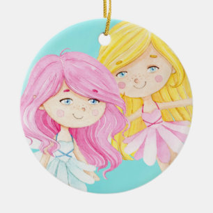 Décoration En Céramique Noël des soeurs fées
