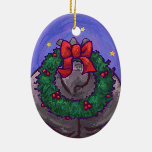 Décoration En Céramique Noël d'hippopotame (Dos)