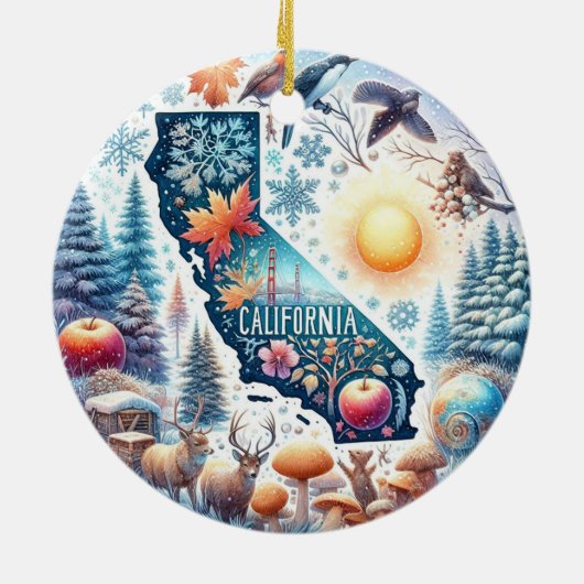 Décoration En Céramique Noël d'hiver en Californie (Dos)