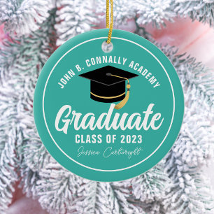 Décoration En Céramique Noël diplômé chic sarcelle personnalisé