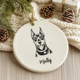 Décoration En Céramique Noël Doberman personnalisé